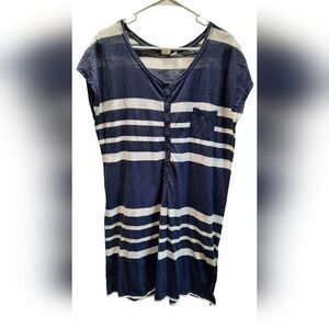 Roxy Dress Womans Small Blue White Striped Beach Surfer Classic Casual